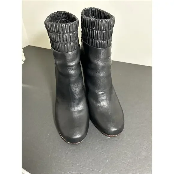 Dolce Vita Black Leather Platform Wedge Elastic Ankle Booties Boots Women's 10 - Picture 5 of 7